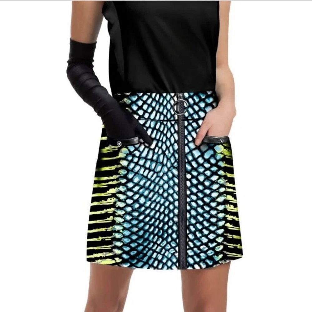 Jamie Sadock Cobra Print front Zipper Golf Skort skirt Size 18 pickle ball tenni